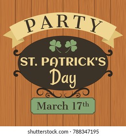 Typographical design for St. Patrick's Day on a wooden background.