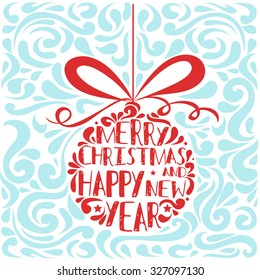Typographical greeting card. Merry christmas and happy new year. Lettering. Can be used as a print on T-shirts and bags, for posters and invitations. Hipster style. Element for design