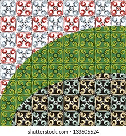 Typographical ornament # 002. Set of decorative elements on the basis of traditional Japanese textile design.