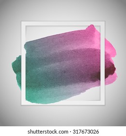 Typographical Poster Template For Your Quote. White Frame With Watercolor Stain. Vector Illustration
