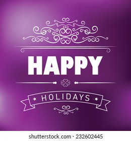 Typographical purple Background, happy holidays