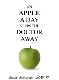 Typographical quote "An apple a day keeps the doctor away", vector design. 