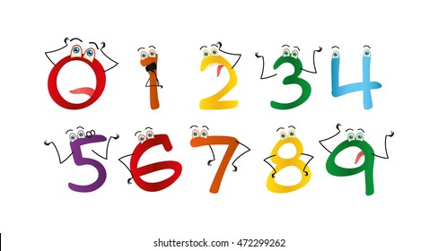 Typographical set of numbers for kids, Vector illustration
