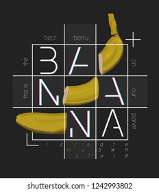 typographical slogan with a sliced banana