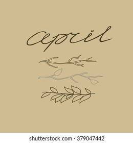 Typographical Spring Background with april lettering
