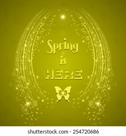 Typographical spring theme. Silhouette of a woman face from the leaves vector