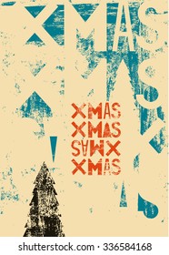 Typographical vintage style Christmas card or poster design. Retro grunge vector illustration.