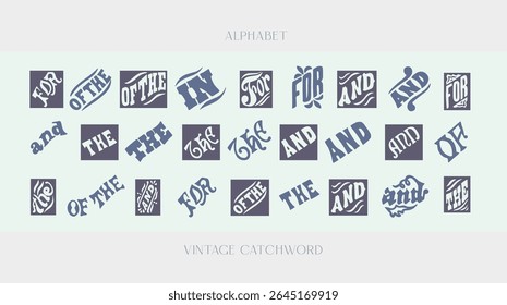 Tipografias de conjunções. Alfabeto tipográfico. Arte gráfica