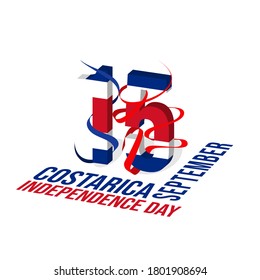 Typography of 15 number for costa rica independence day when celebrate on 15 september.