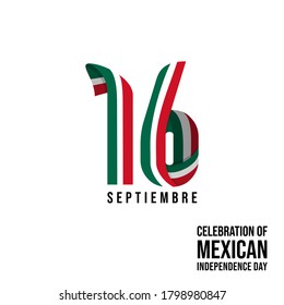 Typography of "16 septiembre" that mean is day 16th on september. good template for Mexican Independence Day.