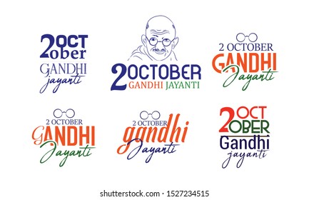 typography of 2 October or Gandhi Jayanti's birthday
