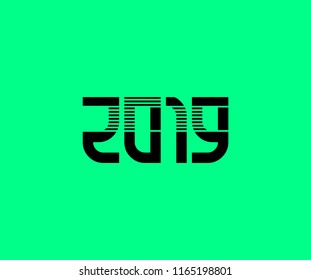 Typography 2019 Modern Futuristic Vector Illustration