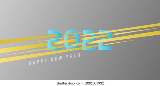 Typography of 2022 with blue and yellow design. Happy new year background template design. good template for new year design.