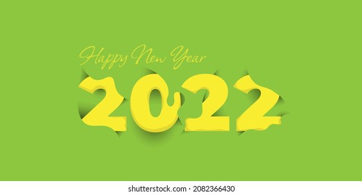 Typography of 2022 for year 2022 with green and yellow color design. good template for new year design.