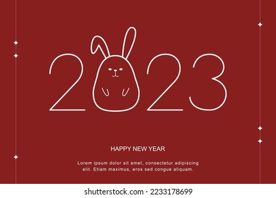Typography of 2023 new year template with rabbit.