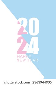 Typography 2024 logo design concept. New creative cover design with happy new year 2024. Minimalistic trendy background for branding, banner, cover, card. Vector illustration.