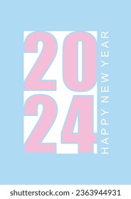 Typography 2024 logo design concept. New creative cover design with happy new year 2024. Minimalistic trendy background for branding, banner, cover, card. Vector illustration.