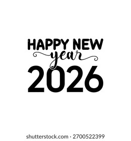 Typography and 2026 number abstract art background and template design, isolated on a white background and vector illustration, Creative decoration logotype 2026, eps illustration 10,