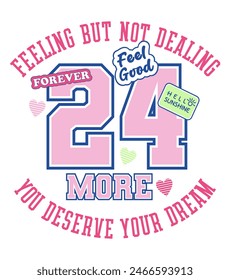 Typography 24 number design Patch slogan applique text modern graphic colorful flowers slogan fashion for women poster