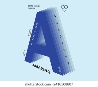 Ein typografischer 3D-Perspektive Farbverlauf-Mischeffekt Vektordesign für Druckmode und Grafik