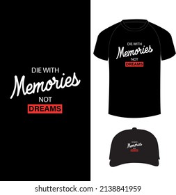 Typografisches abstraktes T-Shirt-Design mit T-Shirt und Cap-up-Modell