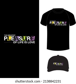 Typography abstract T-shirt design with T-shirt and cap mockup