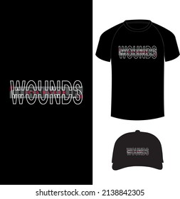 Typography abstract T-shirt design with T-shirt and cap mockup