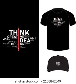 Typography abstract T-shirt design with T-shirt and cap mockup
