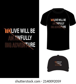 Typography abstract T-shirt design with T-shirt and cap mockup