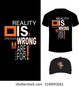 Typography abstract T-shirt design with T-shirt and cap mockup