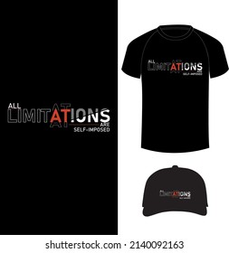 Typography abstract T-shirt design with T-shirt and cap mockup