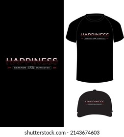 Typography abstract T-shirt design with T-shirt and cap mockup