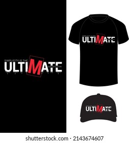 Typography abstract T-shirt design with T-shirt and cap mockup