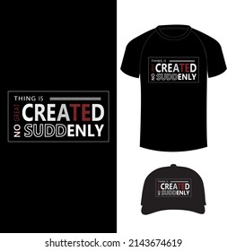 Typography abstract T-shirt design with T-shirt and cap mockup