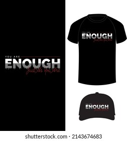 Typography abstract T-shirt design with T-shirt and cap mockup