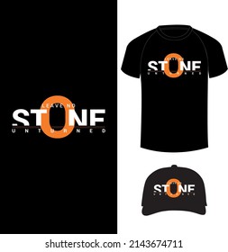 Typografisches abstraktes T-Shirt-Design mit T-Shirt und Cap-up-Modell