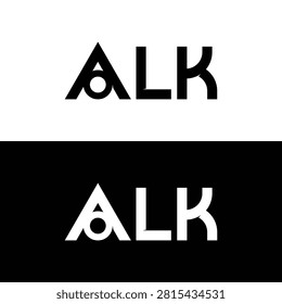 Typography alk monogram logo design with stylized letter a character