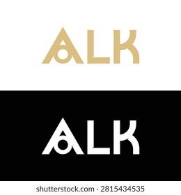 Typography alk monogram logo design with stylized letter a character