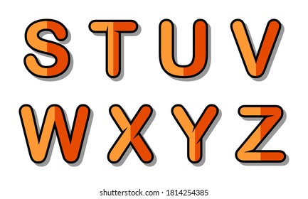 Typography alphabet font with a combination of light and dark orange