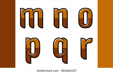 A typography alphabet font with a combination of light brown and dark brown colors is able to give a strong nuance