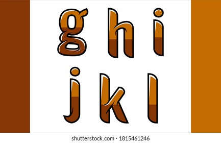 A typography alphabet font with a combination of light brown and dark brown colors is able to give a strong nuance