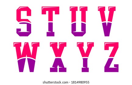 A typography alphabet font with a combination of purple and magenta is able to give a positive nuance