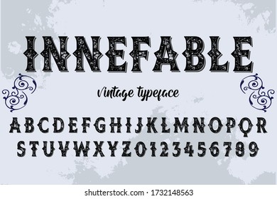 typography alphabet, vintage font, lettering design gray and black background