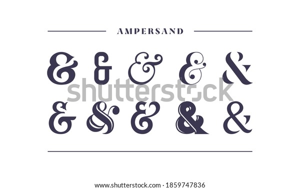 Typography ampersand for wedding invitation.\
Template symbol of ampersands, sans serif, decorative stock\
ornament. Vector\
illustration
