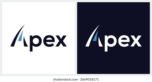 typography apex logo design, arrow icon concept, business graphic vector