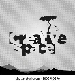 Obra de arte de tipografía para espacios creativos de fondo negro y gris