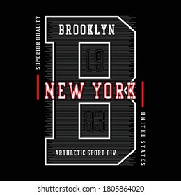 Typography athletic New York sport, slogan for t-shirt printing design and various uses, vector image