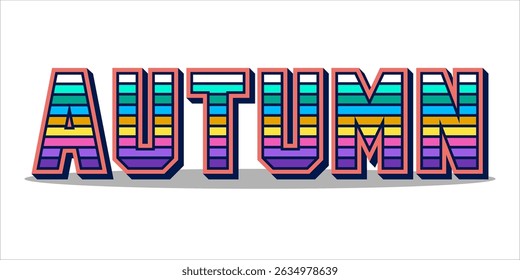 typography AUTUMN word art illustration, editable text effect, eps file format