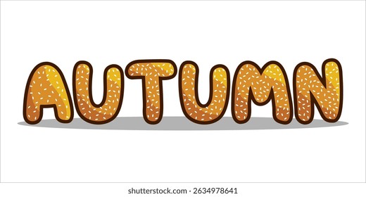 typography AUTUMN word art illustration, editable text effect, eps file format