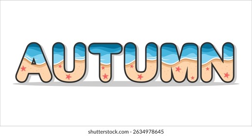 typography AUTUMN word art illustration, editable text effect, eps file format